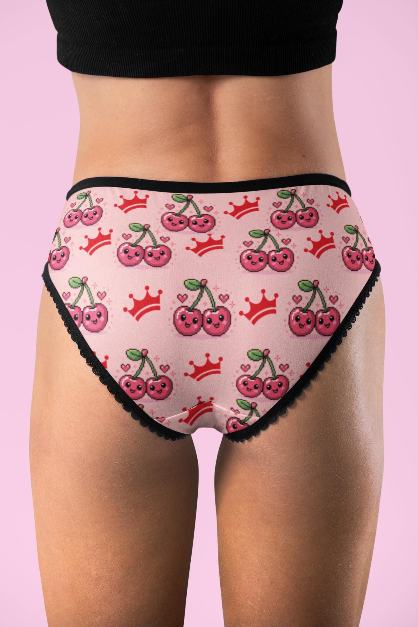 Kawaii Cherry Briefs. Pink and Red Cherry Panties | Cute AOP Lingerie, Cherrycore Underwear Gift for Her, Harajuku Y2K Vibes