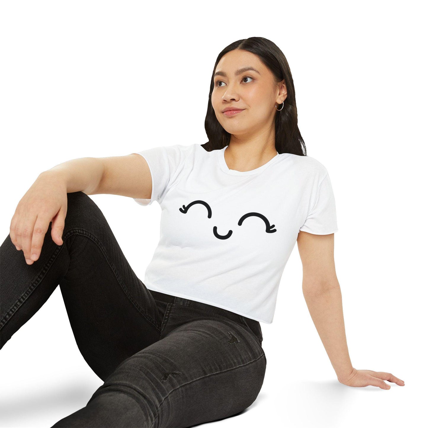 Kawaii Crop Top, Cute & Funny Festival Shirt, Happy Vibes Gift for Her, Flirty Tee, Casual Wear, Matching Kawaii Panties