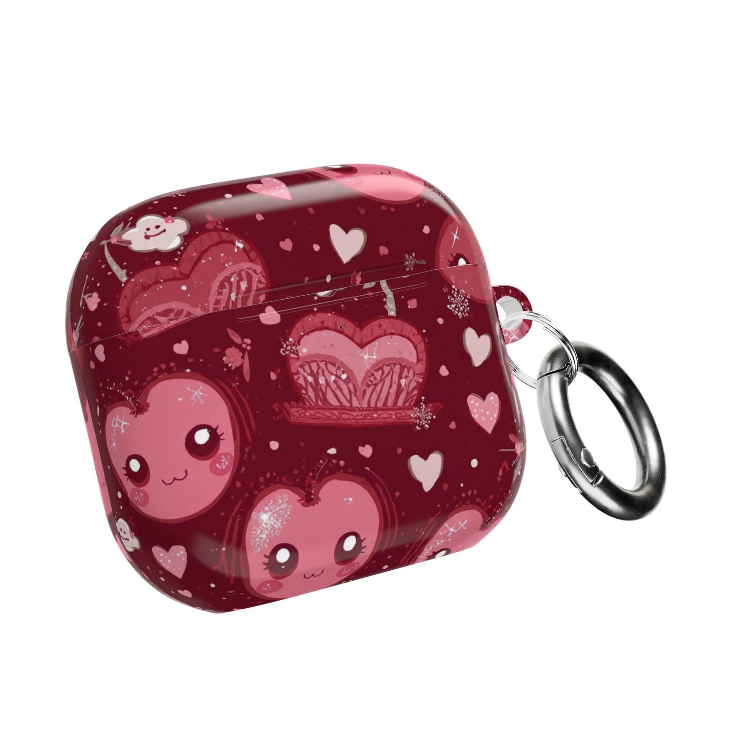 Kawaii Cherry AirPods Case: Dark Red Trendy Earbud Cover