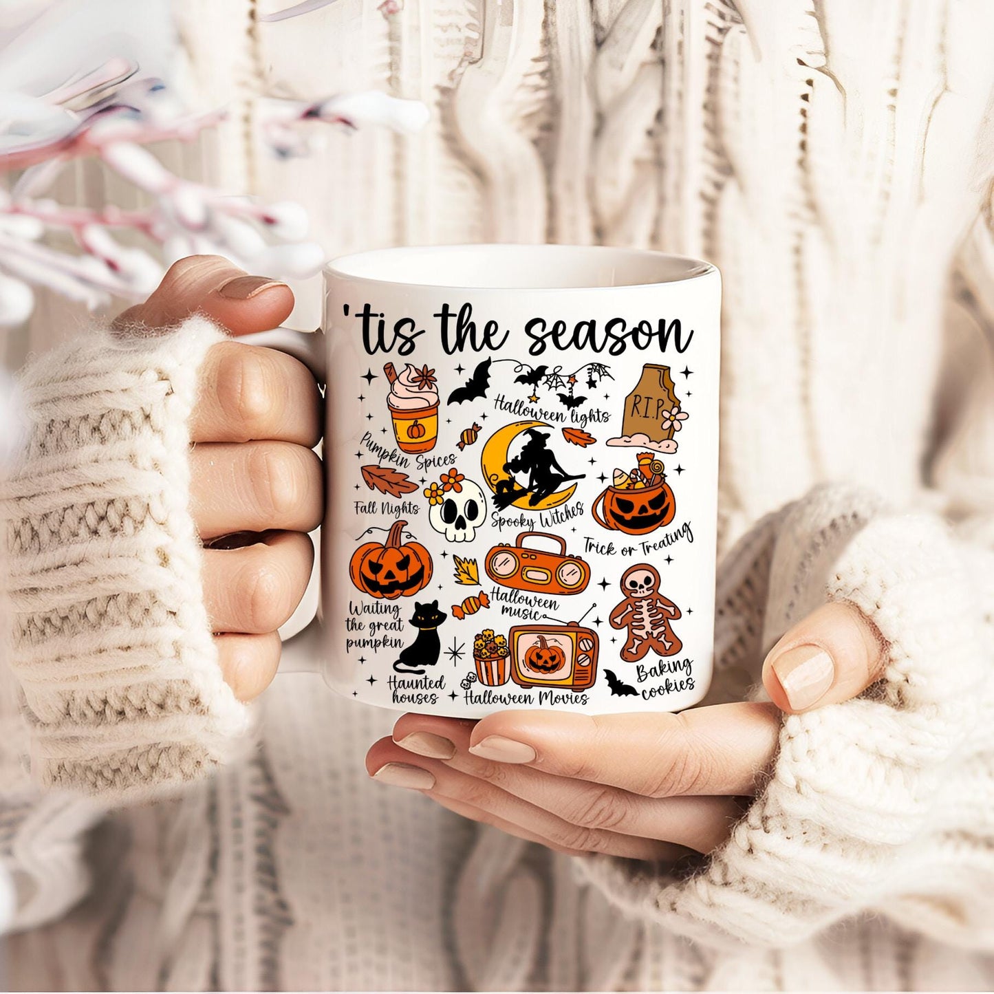 Halloween Vibes Coffee Mug, Spooky Season Drinkware, Gift for Halloween Lovers, Pumpkin Mug, Seasonal Home Decor, TIS The Season